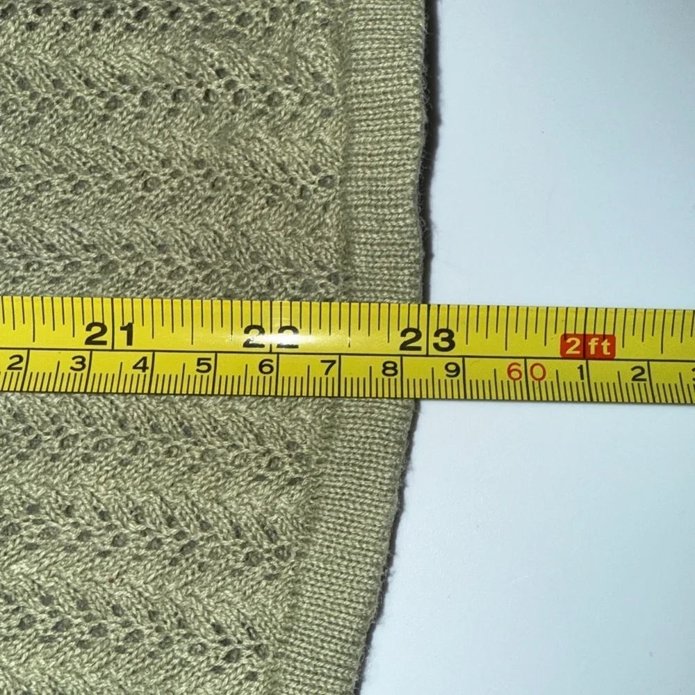 Crystal-Kobe Sage Green Textured Cardigan Lightweight XL 3/4 Sleeve Knit Sweater